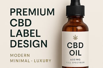 design premium cbd oil, hemp, and organic product labels with modern style