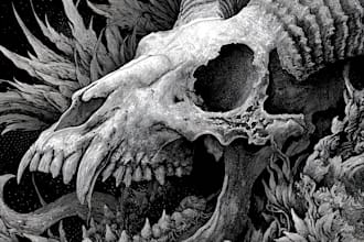 draw dark art illustration with engraving style