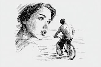 draw detailed black and white illustration
