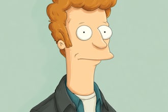 draw a cartoon futurama style portrait