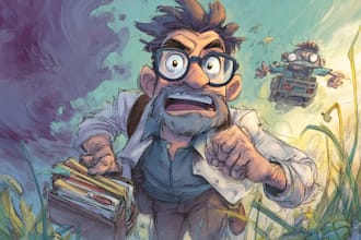 draw comic book cover or graphic novel illustration