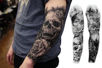 draw a full sleeve tattoo design unique modern