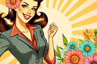 make sexy pin up girl illustration for graphic comic pinup design