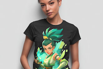 draw custom cartoon t shirt design and clothing illustration