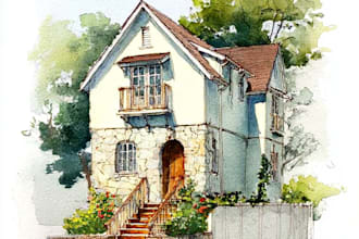 paint watercolor house portrait