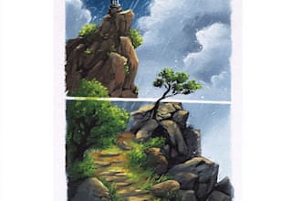 hand gouache paint a landscape perfect for childrens books