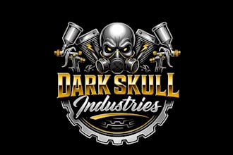 design custom skull, gym, fitness and tactical badge logo