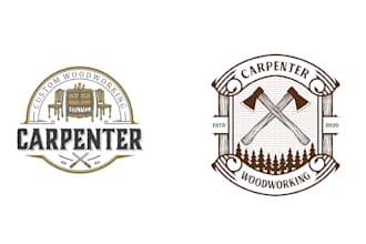 create vintage woodwork carpenter sawmill logo