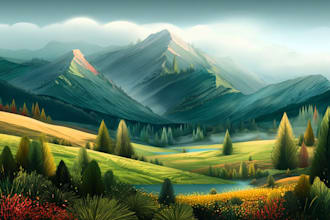 create a flat landscape illustrations with bold style