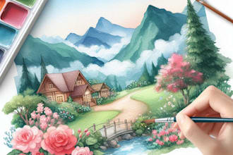 paint custom watercolor illustrations and clipart