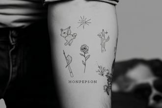 design traditional line art minimalist tattoo flash for you