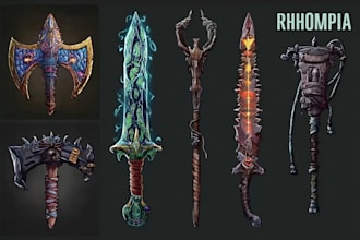 design creative concept art of weapons and items