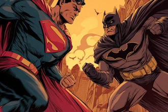 draw action packed superhero comic panels