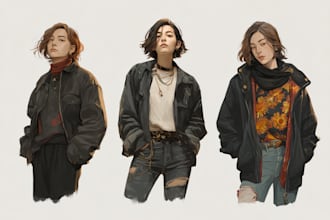 paint character illustrations in semi realistic art style