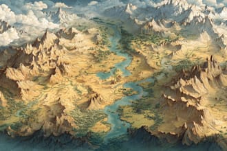 draw fantasy map illustration isometric map