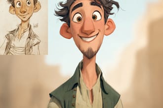 make a personalized romantic cartoon portrait illustration
