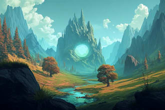 draw a natural landscape and background illustration