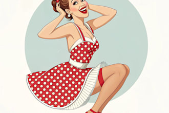 draw a pin up girl and pin up girl illustration