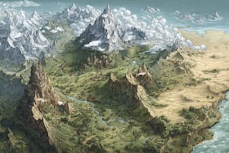 make a fantasy map illustration or site in illustrator
