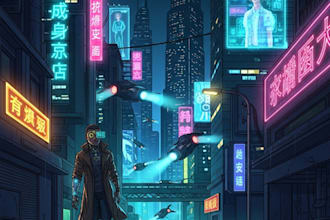 do a cyberpunk anime art