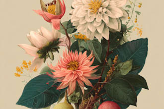illustrate plants and flowers in a professional botanical