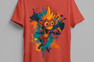 draw amazing cartoon t shirt design for you