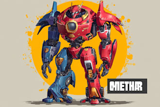 draw amazing character mecha robot illustration