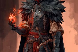 make a d and d character commissions, illustration
