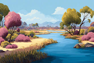 draw a natural landscape and background illustration