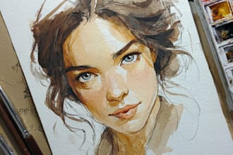 draw a sketchy watercolor portrait just for you