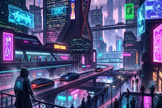 do a cyberpunk anime art
