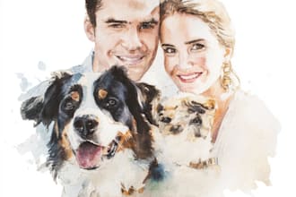draw watercolor portrait painting of you or your pets