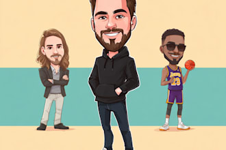 draw full body big head cartoon caricature