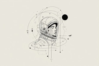 design minimal line art illustration and tattoo