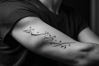 create arabic and persian minimal calligraphy tattoo