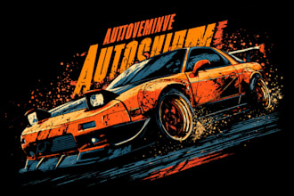 draw vector illustration automotive for t shirt design