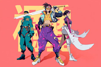 design anime character , cyberpunk character