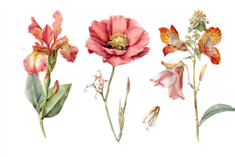 make a watercolor illustration of a botanical art