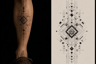 create sleeve tattoo design in geometric style
