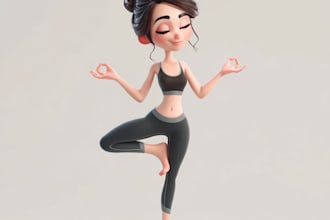 design a cute cartoon yoga instructor character