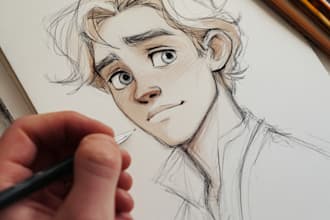 draw a portrait in semi realism disney cartoon style