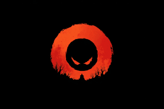 design circle shaped logo halloween, horror styled