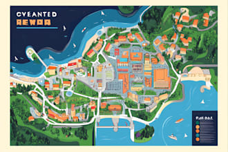 create a vector map illustration for events, festivals, and venues