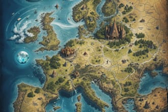 draw fantasy map illustration with cool details