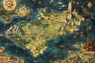 do a fantasy map illustration or site in illustrator