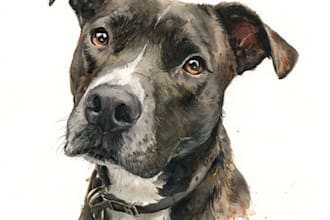 create a custom watercolor pet portrait or pet painting