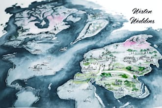 watercolor map illustration just for you