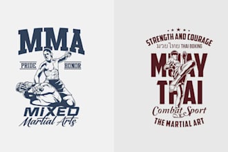 make retro t shirt jiu jitsu boxing martial art logo