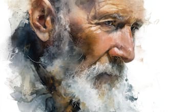 make watercolor old man portrait