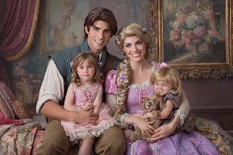design a professional disney family portrait